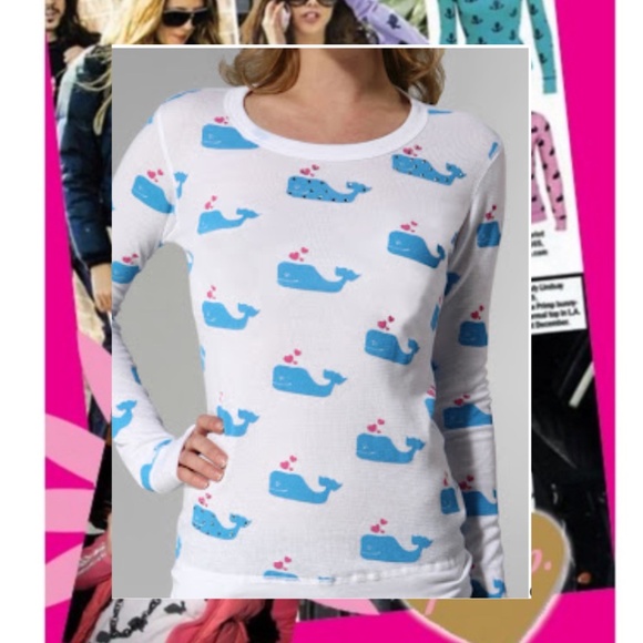 Primp Blue Whale Thermal Long Sleeve Y2K Small - Picture 1 of 11